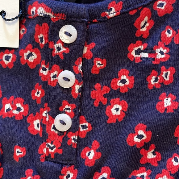 Tommy Hilfiger 3-6 mos Infant - Baby Dress Navy Blue Red Flowers New with Tags - Picture 15 of 15